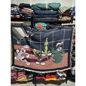 Vintage 1997 Marvin The Martian X Buggs Bunny Blanket 42x60
